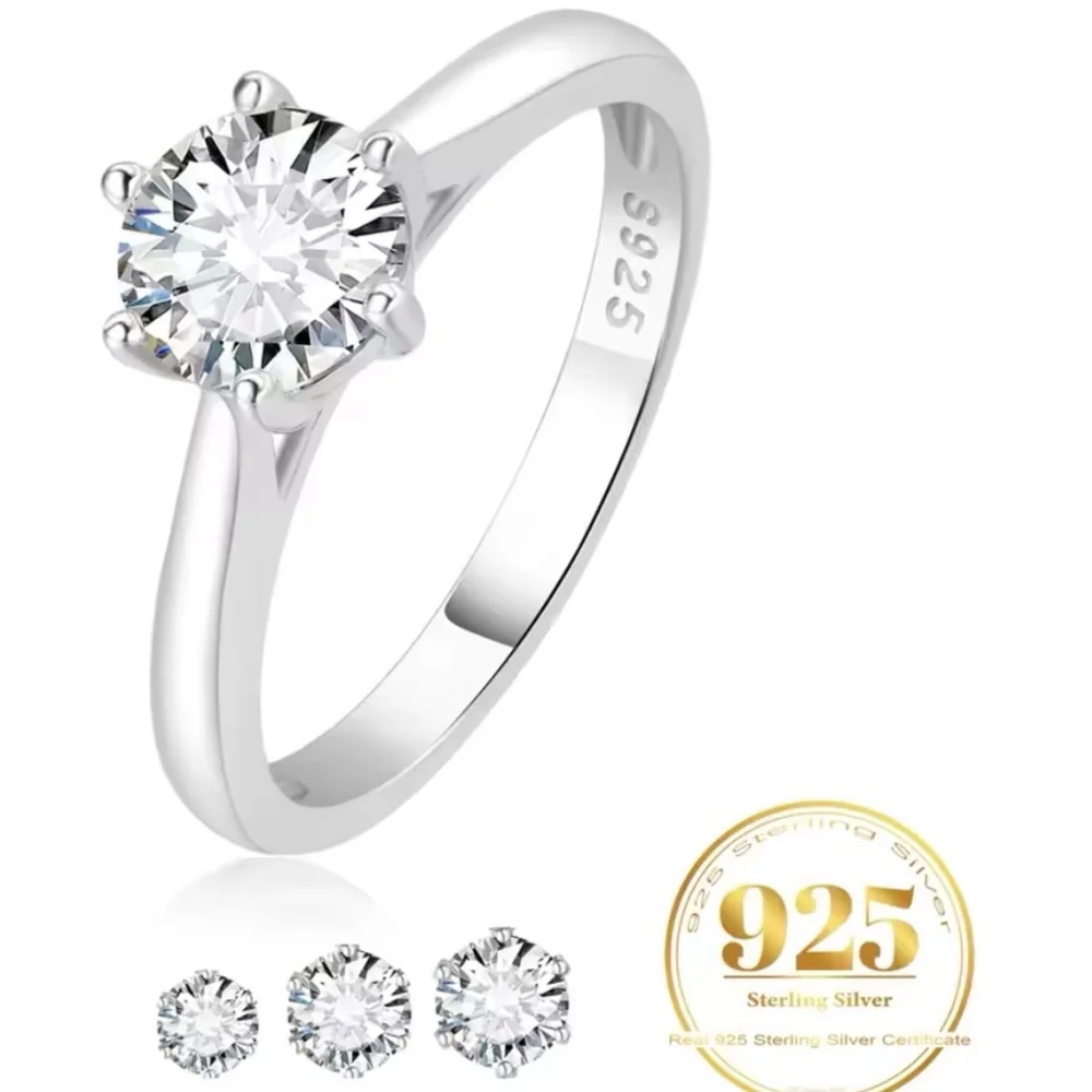1ct Solitaire Platinum‎ Simulated Diamond Engagement Wedding Ring, Size 6 NEW